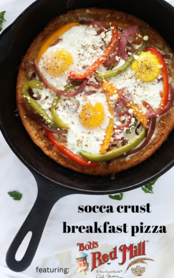 socca crust breakfast pizza